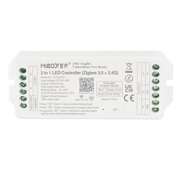 FUT035ZP+ 2 in 1 Zigbee 3.0 +2.4G LED Controller FUT035ZP+ 2 in 1 Zigbee 3.0 +2.4G LED Controller